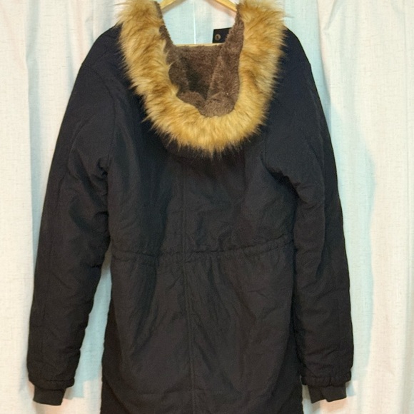 Women's Black Hooded Ski Jacket with Faux Fur Trim - Picture 3 of 3